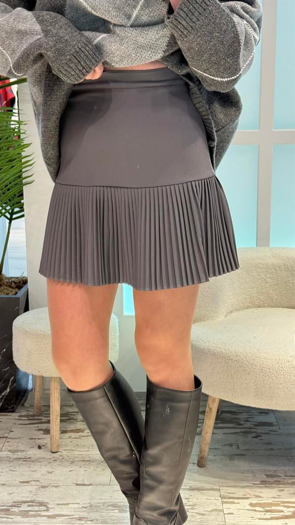 LONES GRİ PİLELİ ETEK