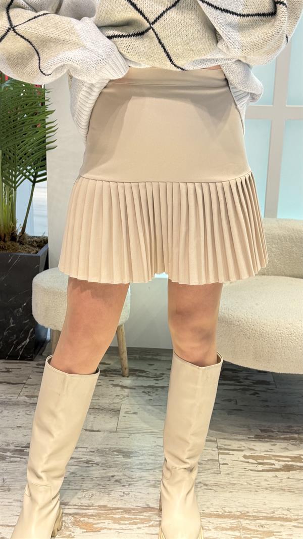 LONES KREM PİLELİ ETEK