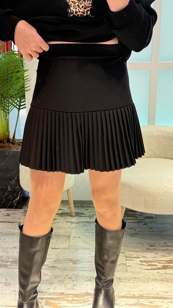 LONES SİYAH PİLELİ ETEK