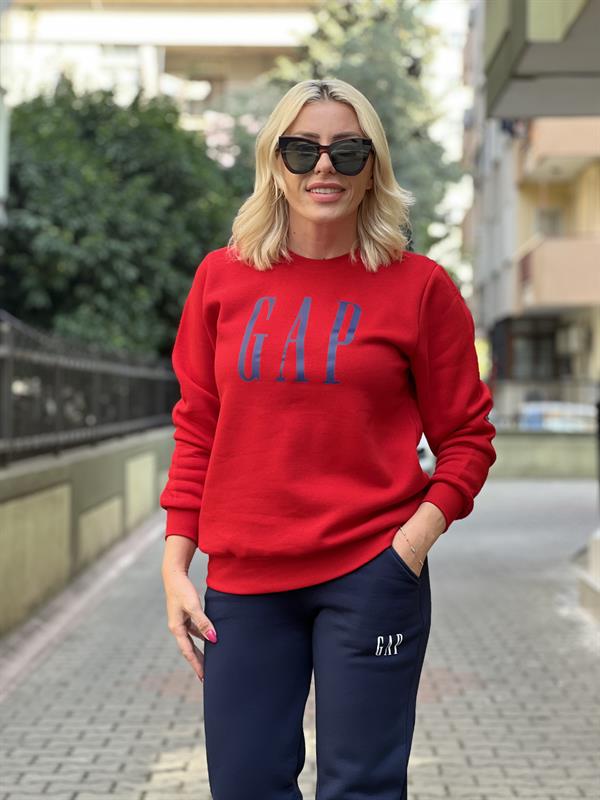 LONG KIRMIZI GAP SWEATSHİRT
