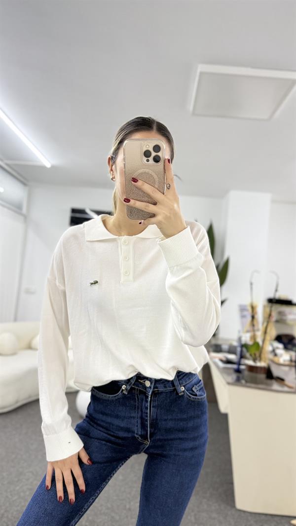 LORRS  BEYAZ DÜĞMELİ KAZAK