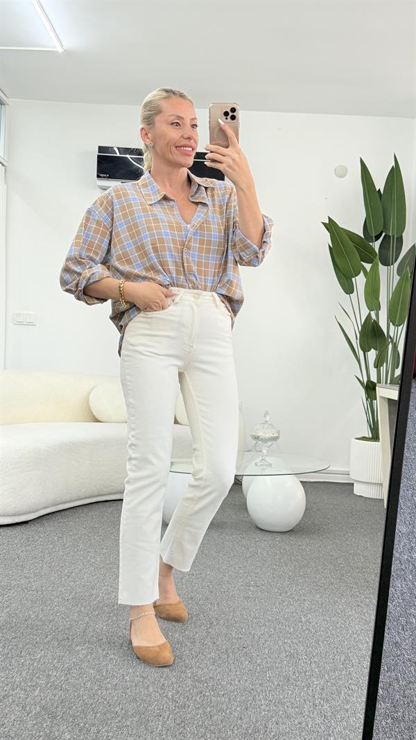 LOULA KREM DESENLİ GÖMLEK