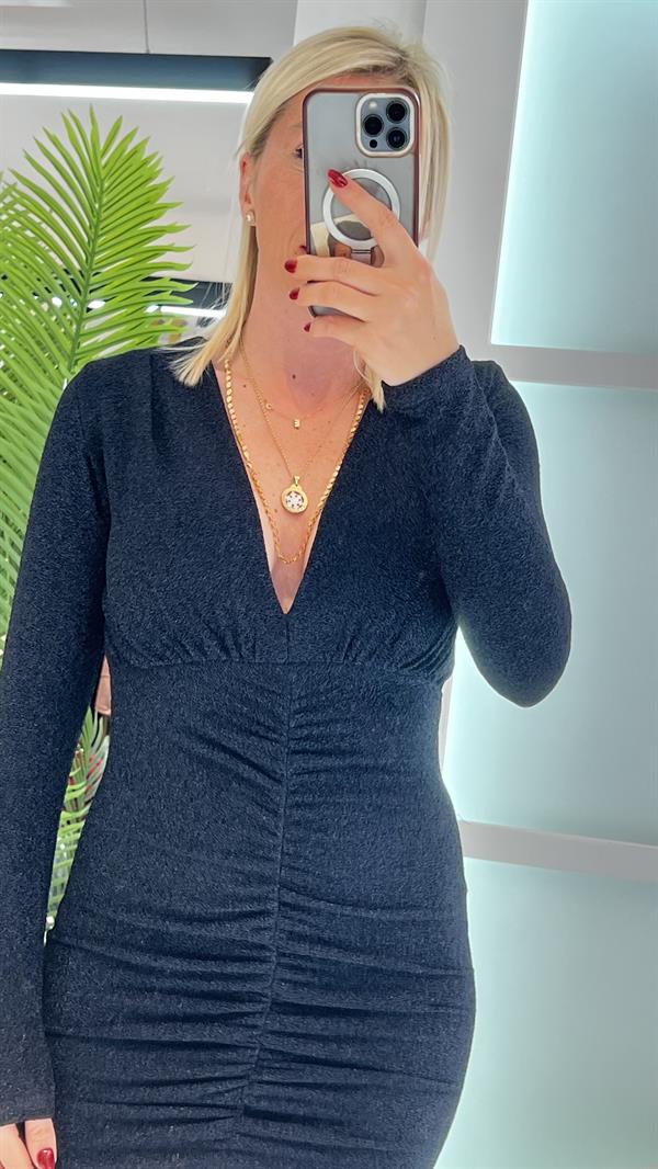 LUIS LACİVERT SİMLİ ELBİSE