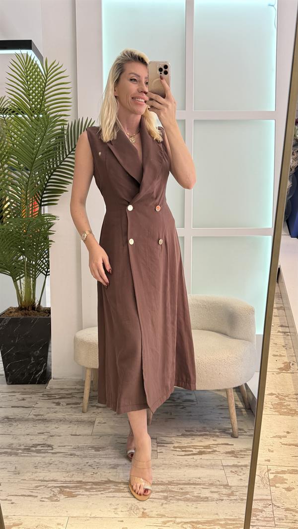 LUNEA KAHVERENGİ GÖMLEK ELBİSE