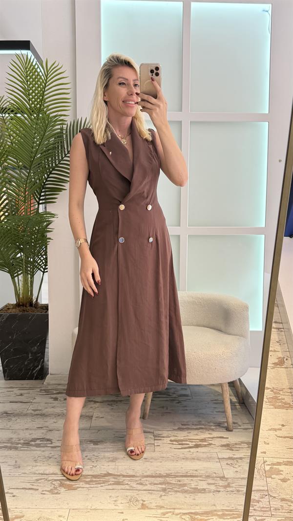 LUNEA KAHVERENGİ GÖMLEK ELBİSE