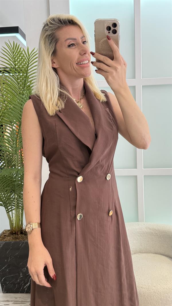 LUNEA KAHVERENGİ GÖMLEK ELBİSE