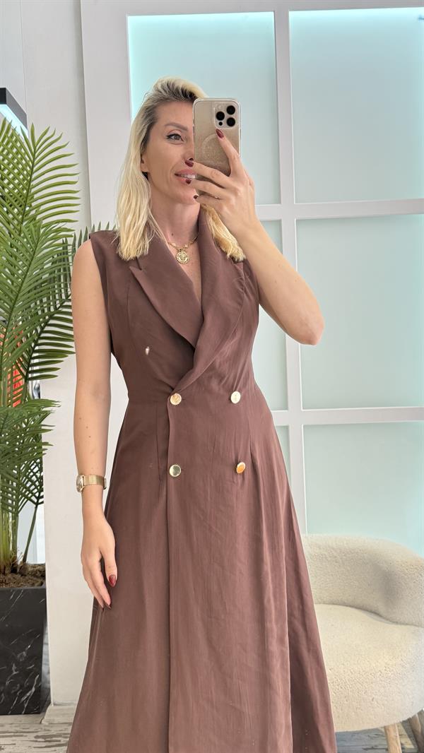 LUNEA KAHVERENGİ GÖMLEK ELBİSE