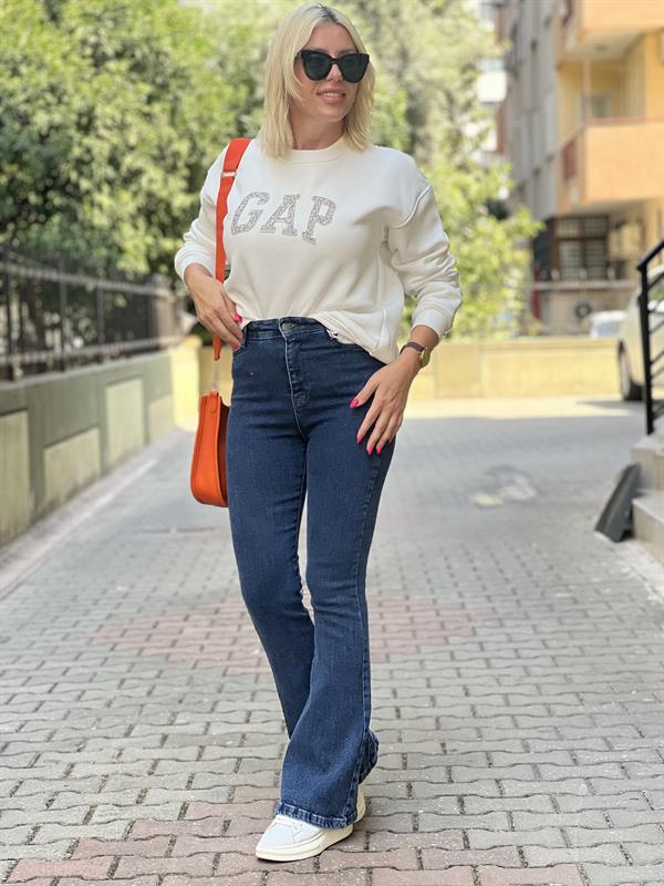 MARİO TAŞLI BEYAZ GAP SWEATSHIRT