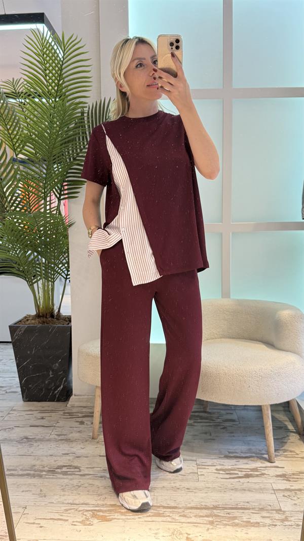 MARSS GÖMLEK DETAYLI BORDO TAKIM