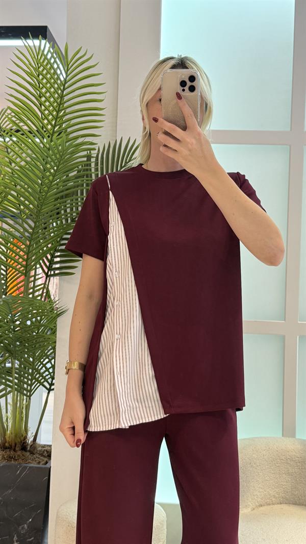 MARSS GÖMLEK DETAYLI BORDO TAKIM