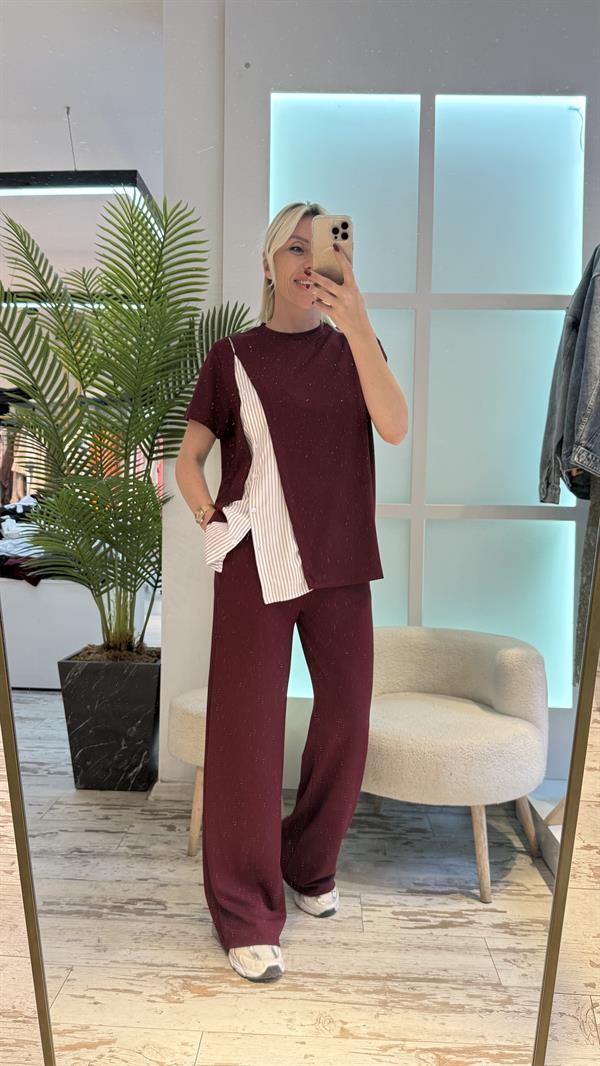 MARSS GÖMLEK DETAYLI BORDO TAKIM