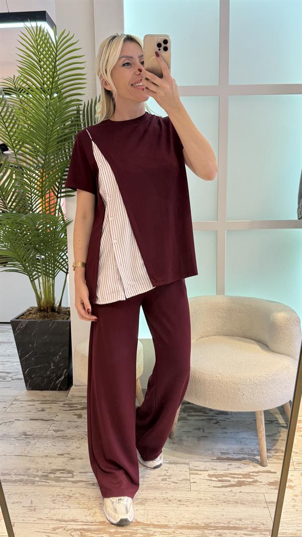 MARSS GÖMLEK DETAYLI BORDO TAKIM