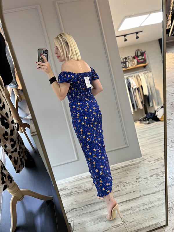 MAVİ ÇİÇEKLİ ELBİSE 