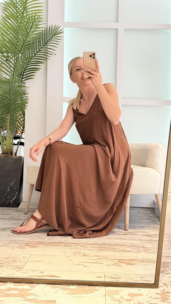 MERİ KAHVERENGİ ELBİSE
