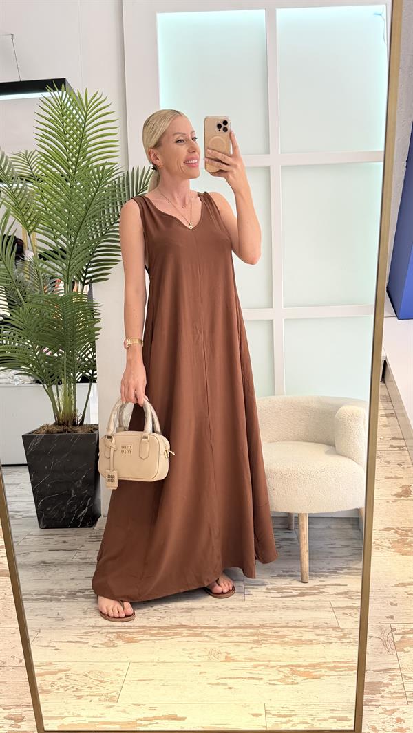 MERİ KAHVERENGİ ELBİSE