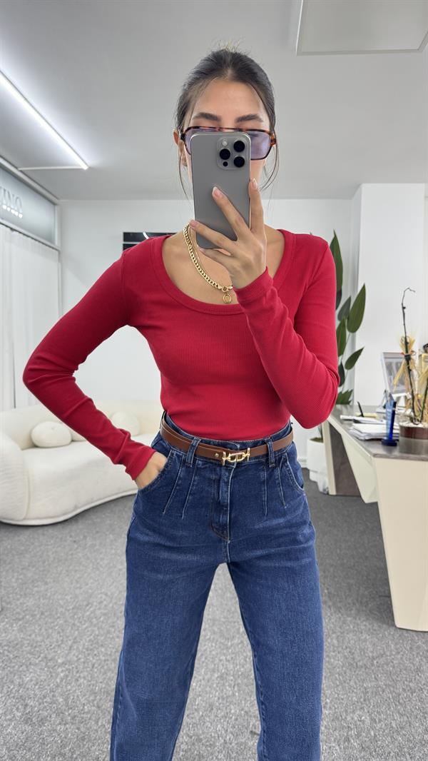 Mia Kırmızı U Yaka Body