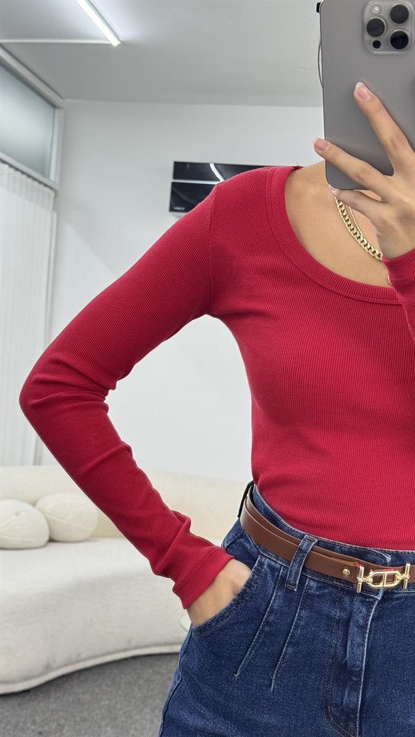 Mia Kırmızı U Yaka Body