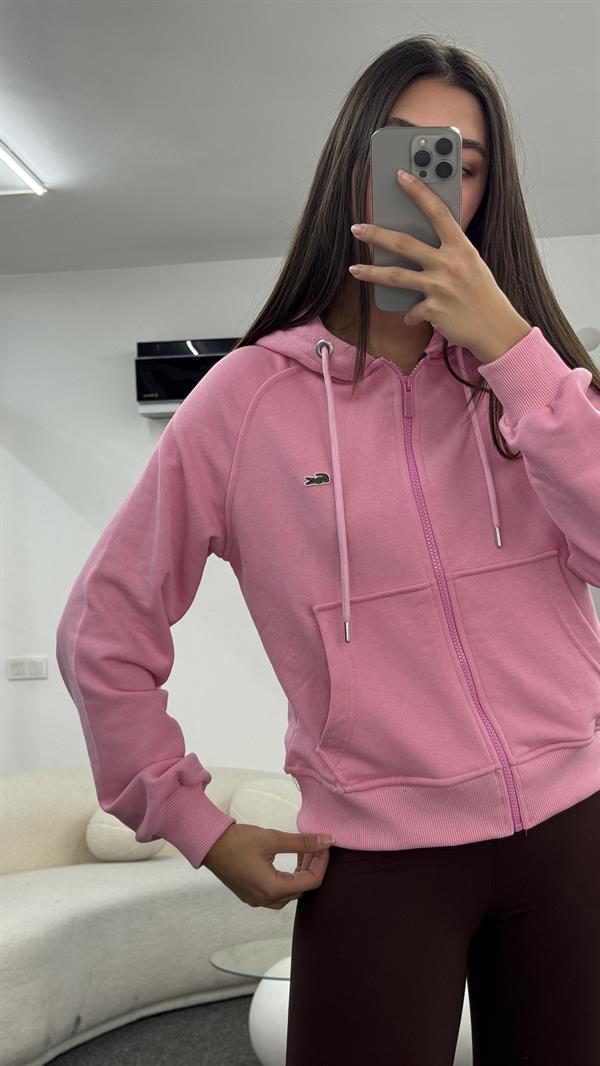 MİNİE PEMBE KAPŞONLU CEKET