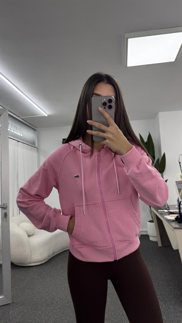 MİNİE PEMBE KAPŞONLU CEKET