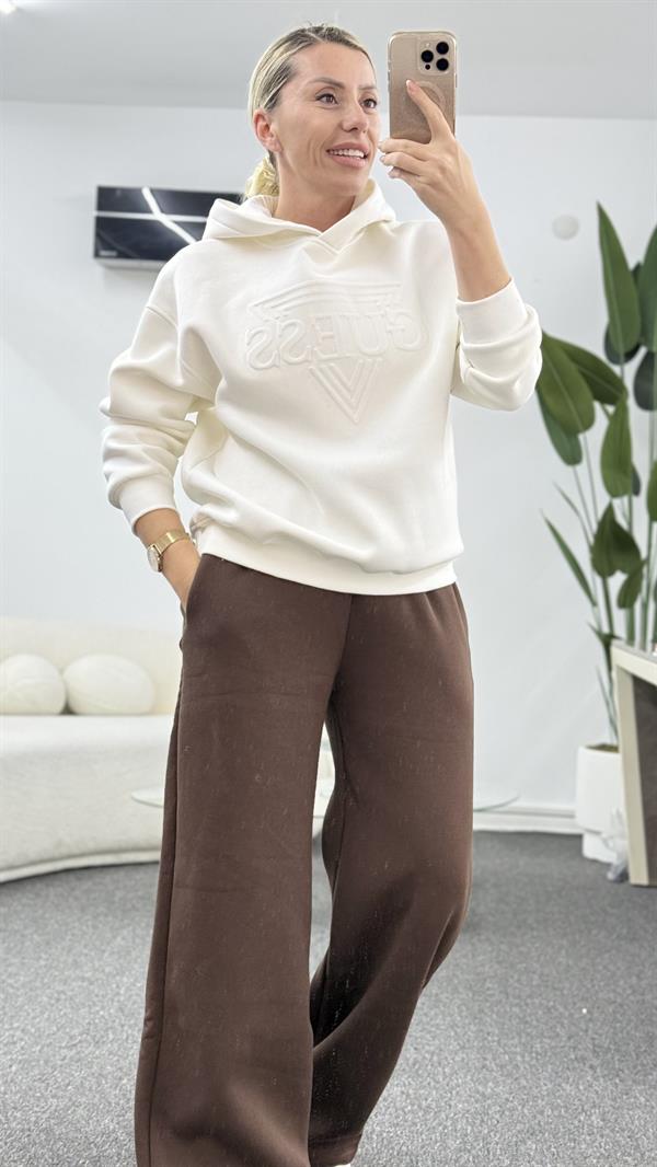 MİNSY BEYAZ KAPŞONLU SWEATSHIRT