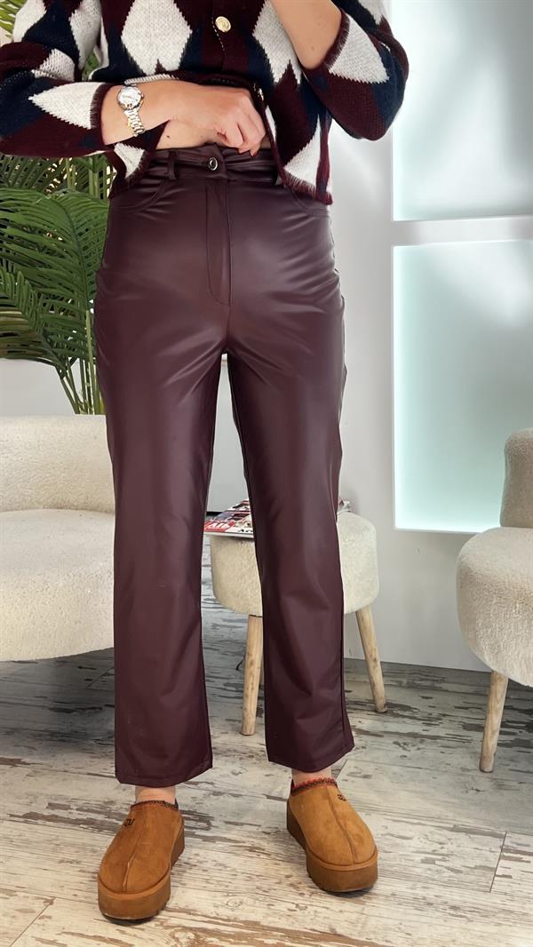 MIXY BORDO DERİ PANTOLON