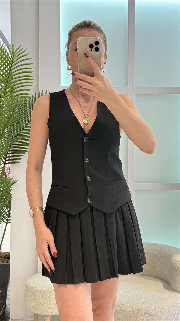 MONSTER SİYAH YELEK  ELBİSE