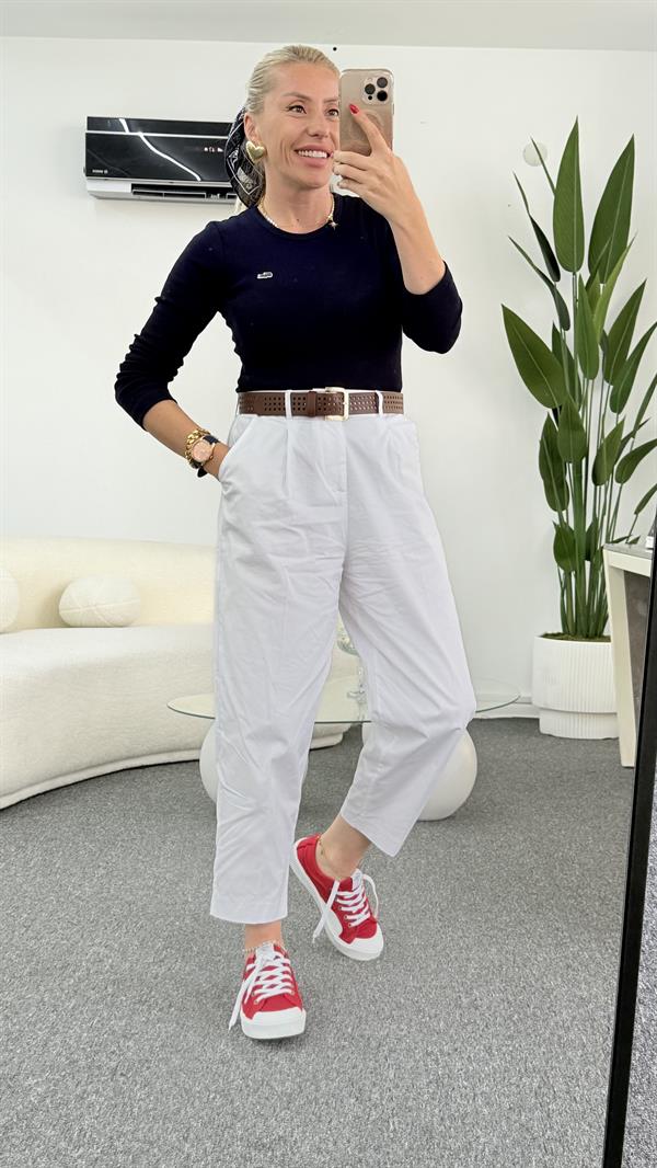 MORGAN LACİVERT FİTİLLİ BLUZ