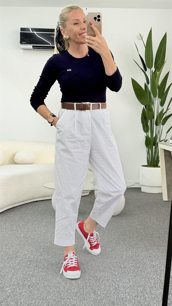 MORGAN LACİVERT FİTİLLİ BLUZ