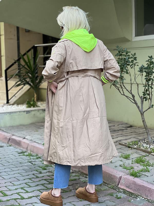 NEON YEŞİLLİ TRENÇ 