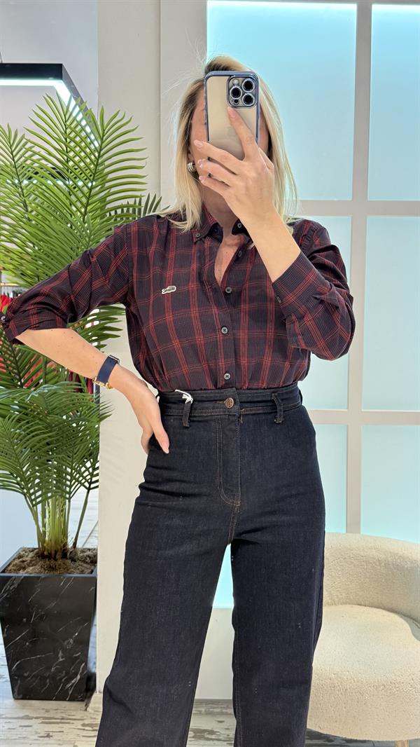 OCİE LACİVERT BORDO ÇİZGİLİ GÖMLEK