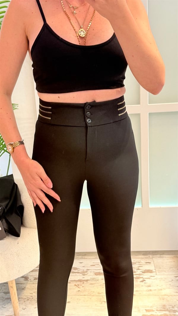 OKİS SİYAH GOLD DETAYLI PANTOLON