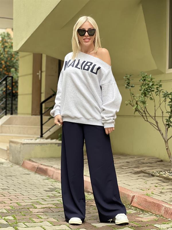 OMUZU DÜŞÜK GRİ SWEAT 