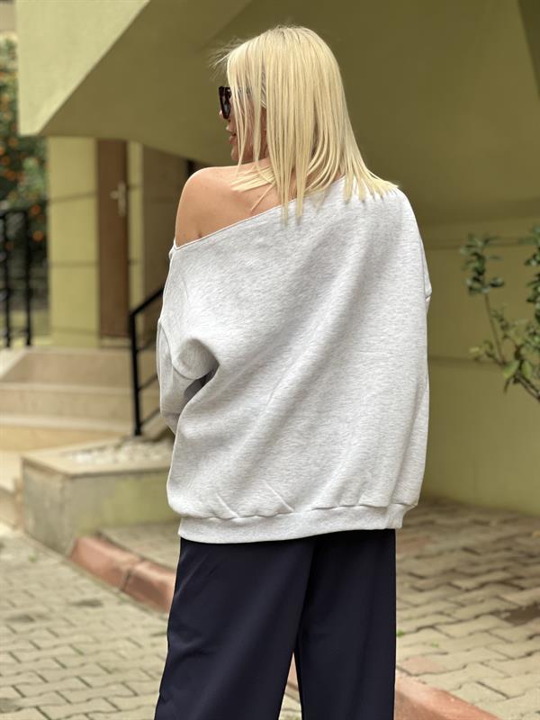 OMUZU DÜŞÜK GRİ SWEAT 