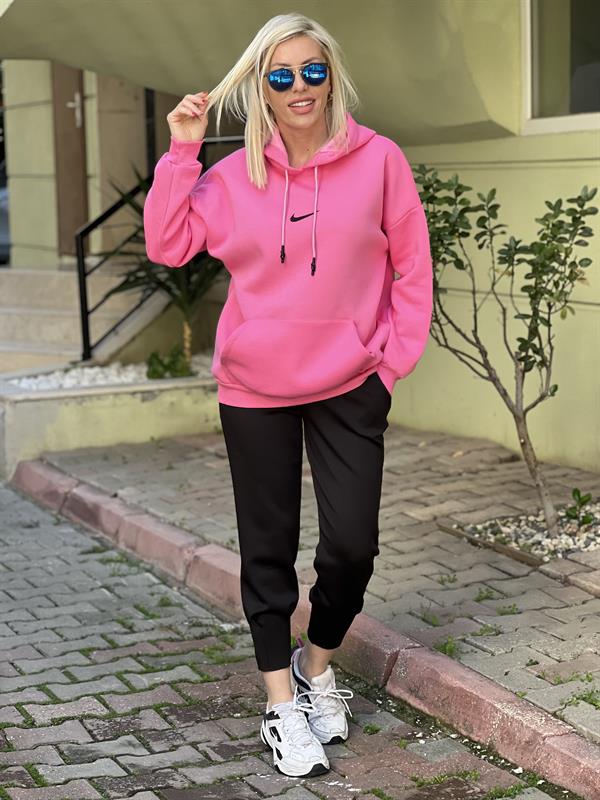 PEMBE KAPŞONLU SWEAT