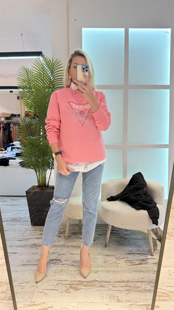 POPLY PEMBE TAŞLI SWEAT