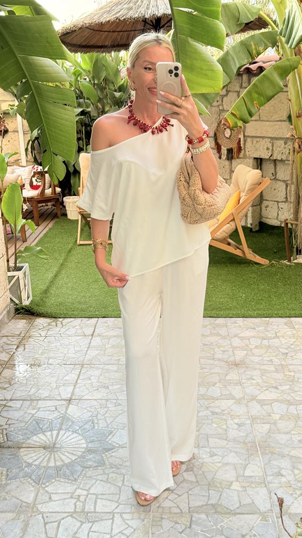 POPPY BEYAZ VİSCON TAKIM 