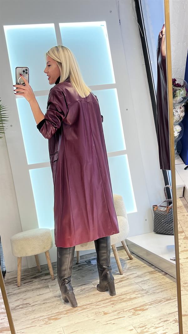 PUMP BORDO DERİ TRENÇ