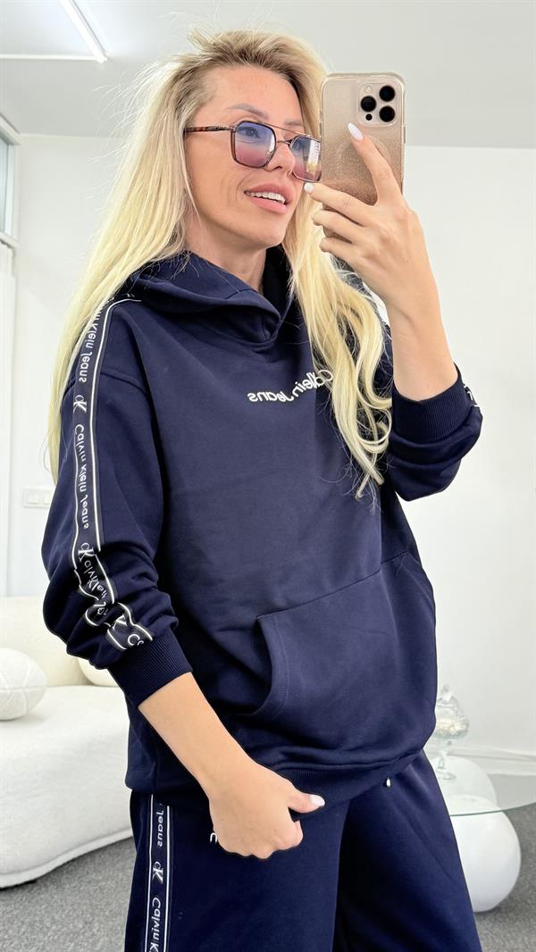 QUASY LACİVERT KAPŞONLU SWEATSHIRT
