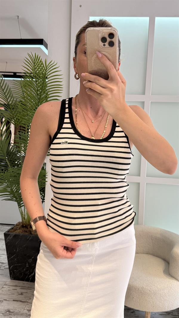 RAYLİN SİYAH ÇİZGİLİ ATLET