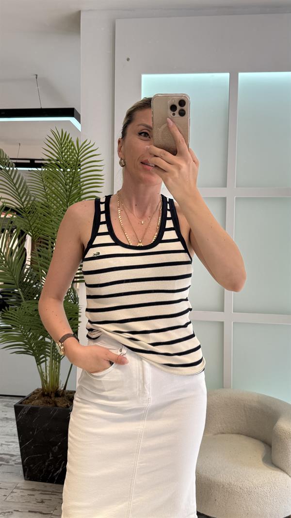 RAYLİN SİYAH ÇİZGİLİ ATLET