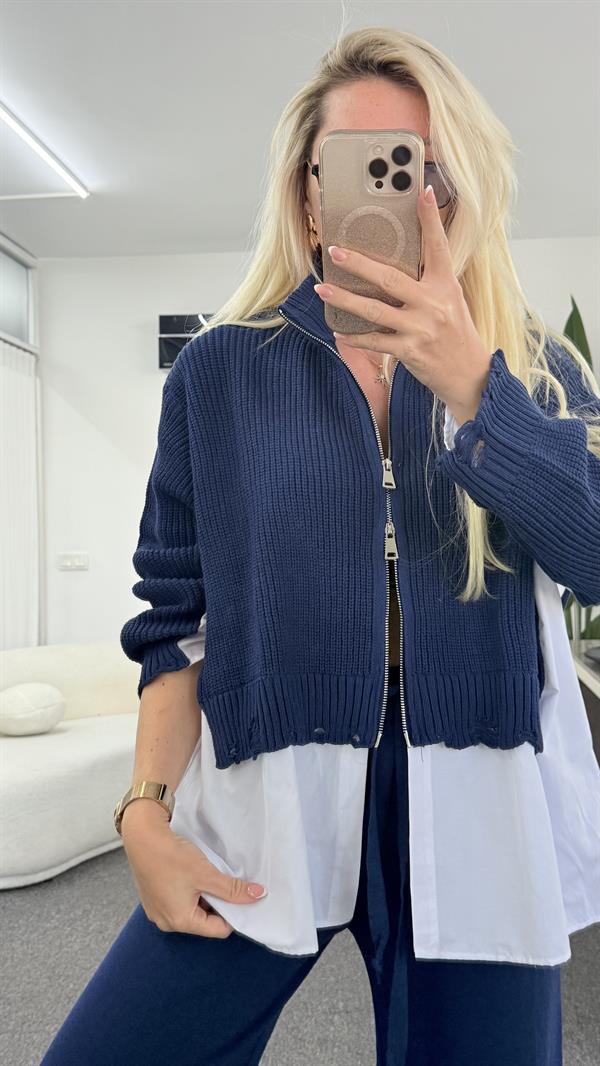 RONİX TRİKO GÖMLEK DETAYLI KOYU LACİVERT TAKIM