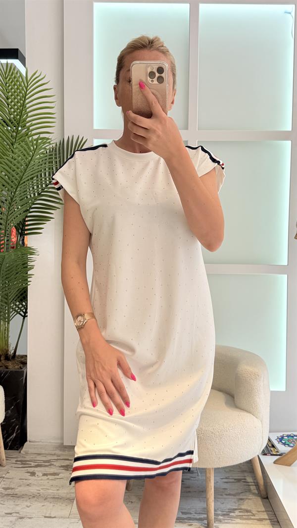 SİİRS BEYAZ TAŞLI ELBİSE 