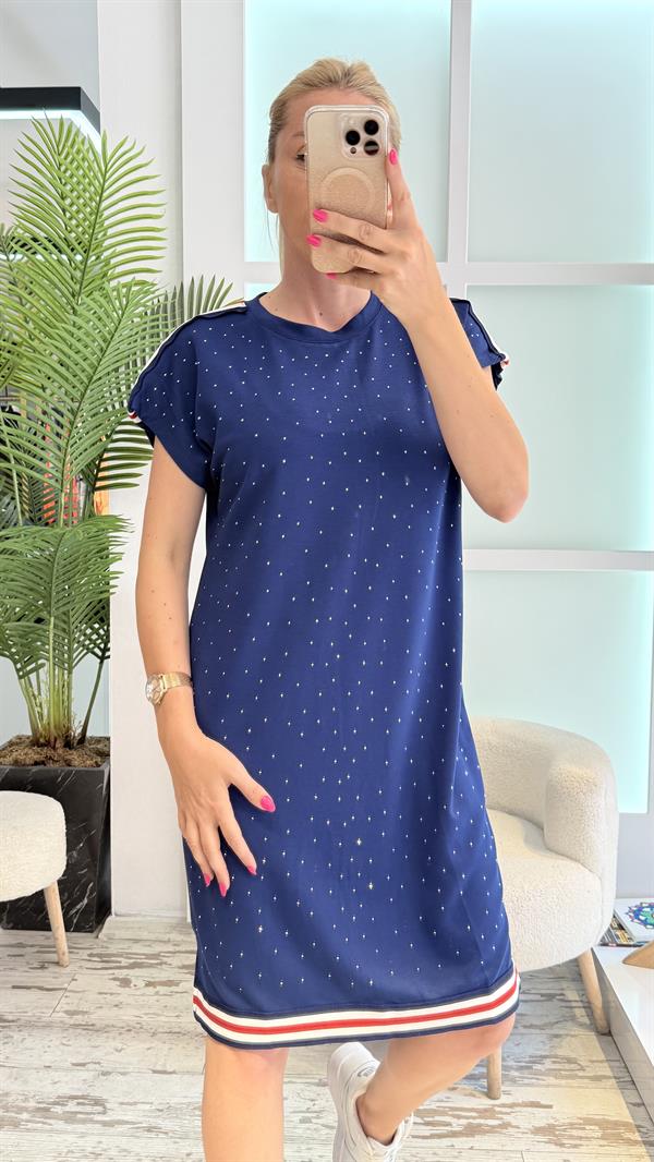 SİİRS LACİVERT TAŞLI ELBİSE