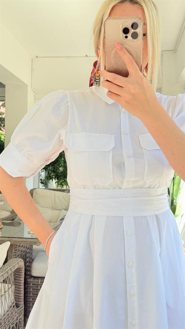 ŞİLA BEYAZ GÖMLEK ELBİSE 