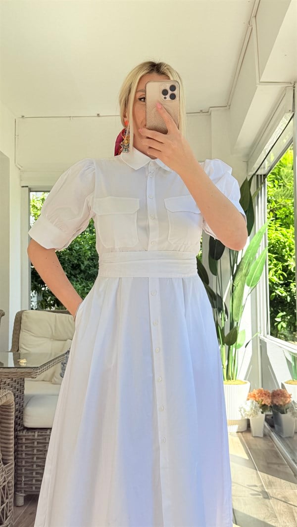 ŞİLA BEYAZ GÖMLEK ELBİSE 