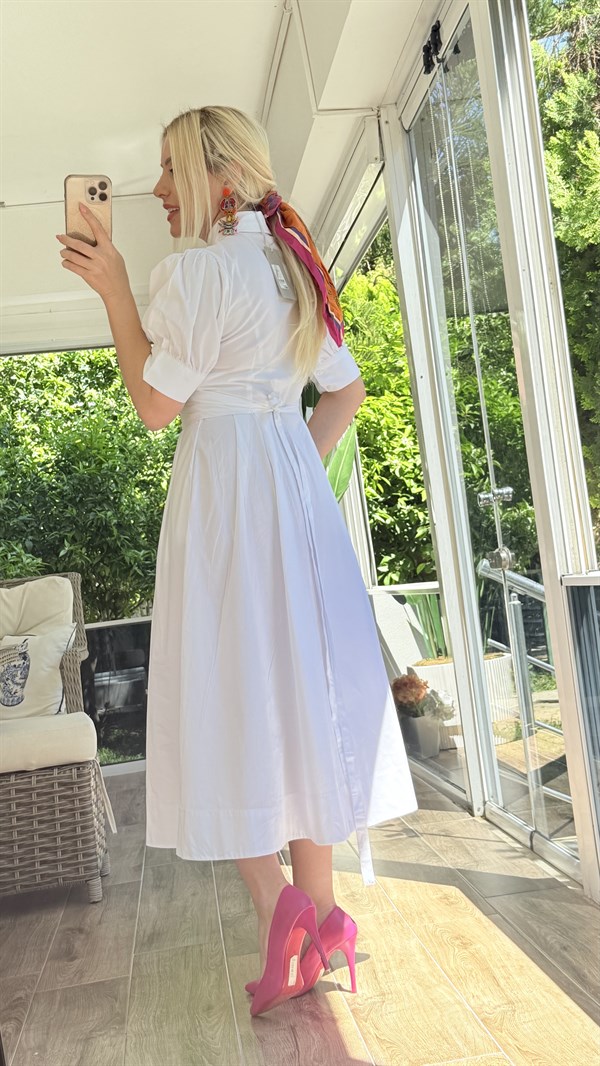 ŞİLA BEYAZ GÖMLEK ELBİSE 