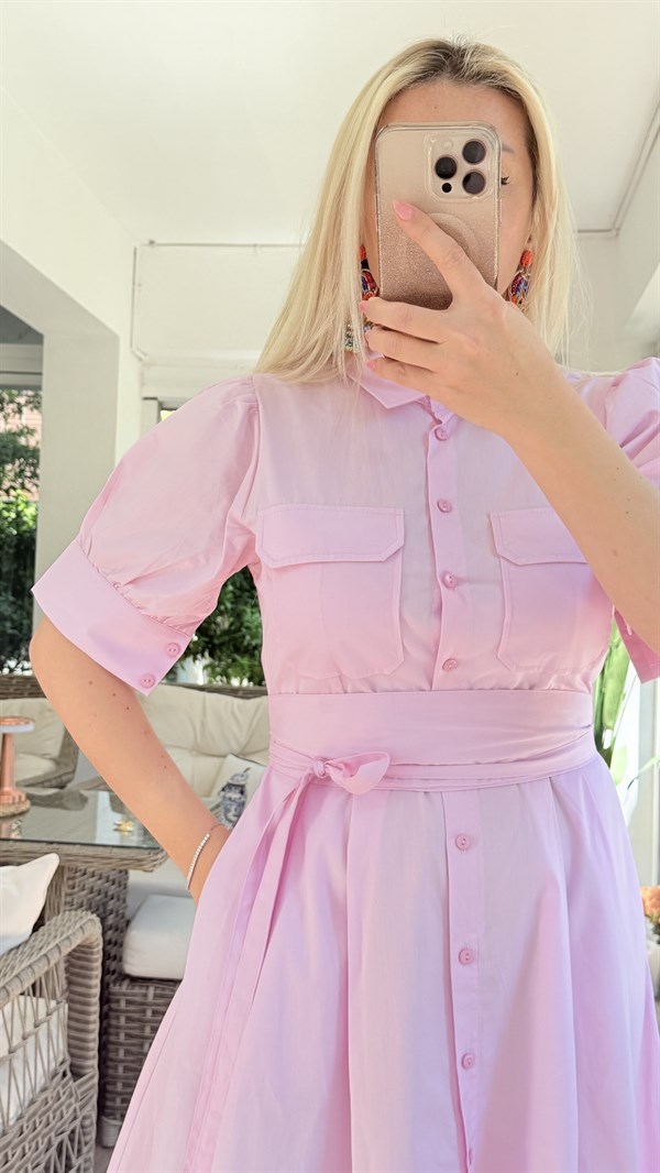 ŞİLA PEMBE GÖMLEK ELBİSE 