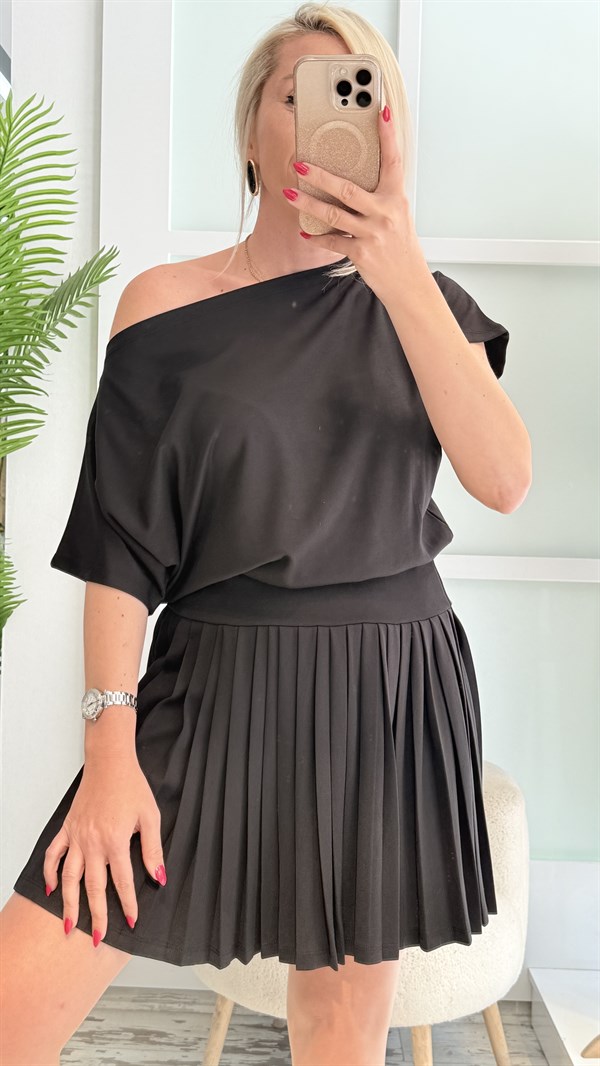 ŞİLN SİYAH OMZU DÜŞÜK ELBİSE