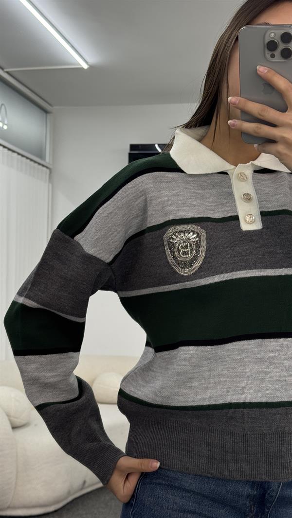 SİMON TAŞLI GRİ KAZAK