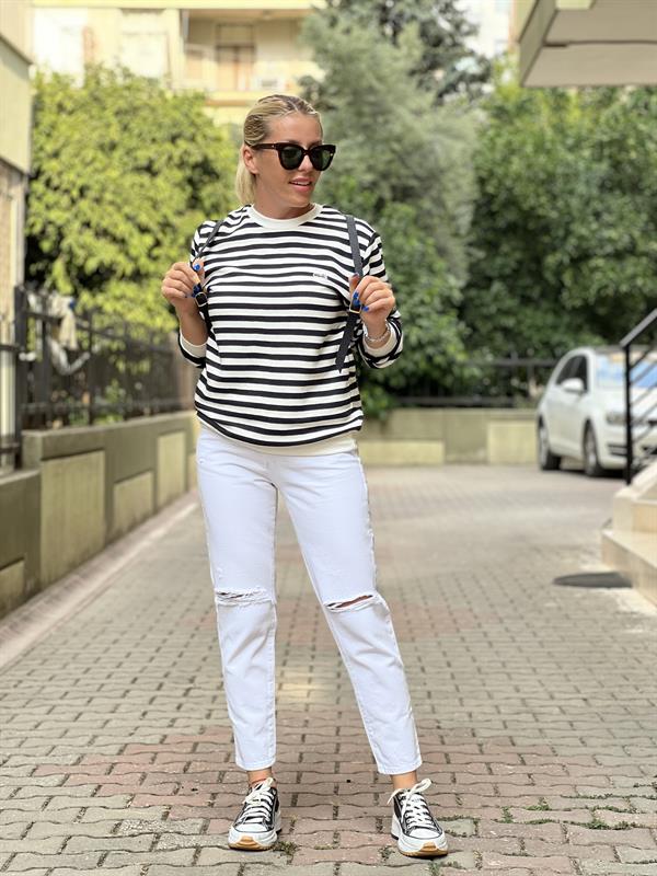 Siyah cizgili orj sweat 